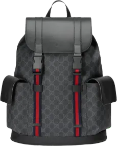 Gucci Soft Backpack GG Supreme Blue/Red Web Black/Grey
