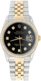 ROLEX DATEJUST 36MM 18K YELLOW GOLD & STEEL (16233) - 1.00CTW DIAMOND BEZEL