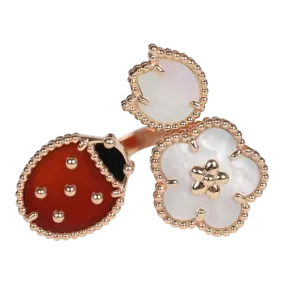 Van Cleef & Arpels Lucky Spring Between the Finger Ring Carnelian, Mother of Pearl & Onyx 18K Rose Gold