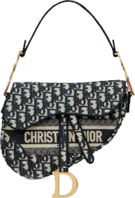 Dior Saddle Bag Dior Oblique Embroidery Blue