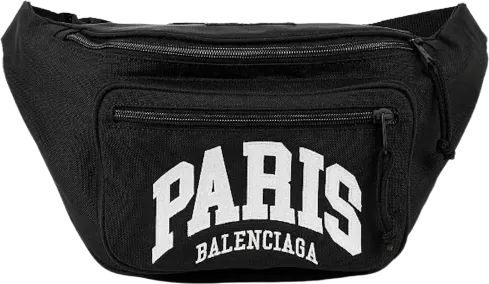 Balenciaga Cities Paris Explorer Nylon Belt Bag Black