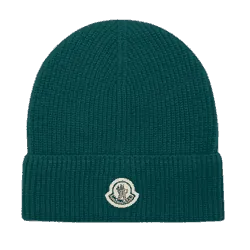Moncler Men, Ribbed-knit beanie, Green, One Size, Hats, Cotton