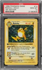 1999 Pokemon Base Set Shadowless 1st Edition Holo Raichu #14 PSA 10 GEM MINT