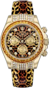 Rolex Daytona 116598 Saco Leopard Factory Sapphire Diamond 18k Yellow Watch 40mm