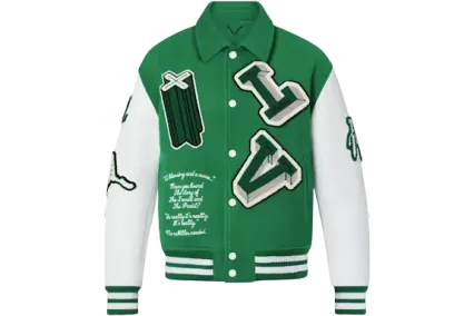 Louis Vuitton Varsity Leather Jacket Green EU 48