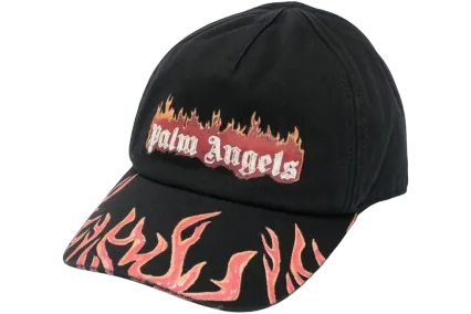 Palm Angels Flames Logo Baseball Cap Black/Orange