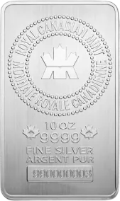 10 oz Silver Bar - Royal Canadian Mint (.9999 Fine, New Style)