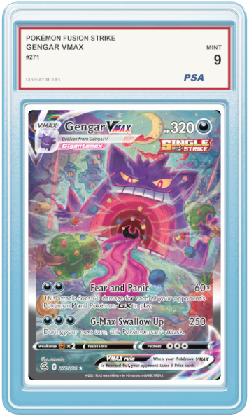Gengar VMAX, Fusion Strike #271, front, PSA 9 display model